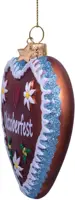 Vondels glazen kerstbal koekje hart 'oktoberfest' 8cm rood  - afbeelding 3