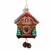 Vondels glazen kerstbal koekoeksklok 10cm bruin  - afbeelding 1