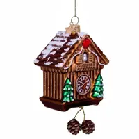 Vondels glazen kerstbal koekoeksklok 10cm bruin  - afbeelding 2