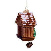 Vondels glazen kerstbal koekoeksklok 10cm bruin  - afbeelding 3