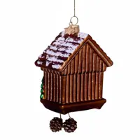 Vondels glazen kerstbal koekoeksklok 10cm bruin  - afbeelding 4