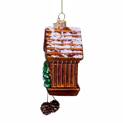 Vondels glazen kerstbal koekoeksklok 10cm bruin  - afbeelding 5