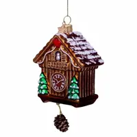 Vondels glazen kerstbal koekoeksklok 10cm bruin  - afbeelding 6