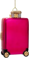Vondels glazen kerstbal koffer 'catching flights' 10cm roze - afbeelding 3