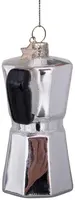 Vondels glazen kerstbal koffiezetapparaat 9cm zilver - afbeelding 4