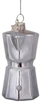 Vondels glazen kerstbal koffiezetapparaat 9cm zilver - afbeelding 2