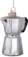 Vondels glazen kerstbal koffiezetapparaat 9cm zilver - afbeelding 3