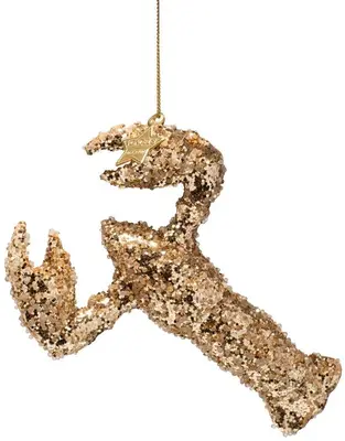 Vondels glazen kerstbal kreeft 14cm goud - afbeelding 3
