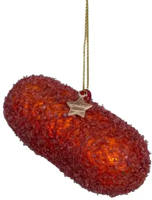 Vondels glazen kerstbal kroket 10cm bruin - afbeelding 2