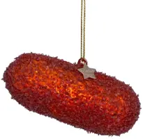 Vondels glazen kerstbal kroket 10cm bruin - afbeelding 1