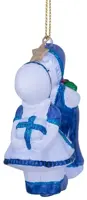 Vondels glazen kerstbal kussend jongen en meisje 10cm wit, blauw - afbeelding 2
