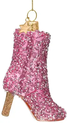 Vondels glazen kerstbal laars 9cm roze - afbeelding 1