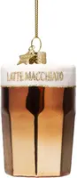 Vondels glazen kerstbal latte macchiato 11cm bruin - afbeelding 1