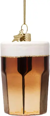 Vondels glazen kerstbal latte macchiato 11cm bruin - afbeelding 3