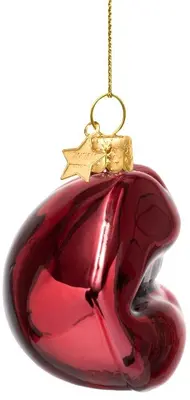 Vondels glazen kerstbal lippen 6cm roze - afbeelding 2