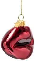Vondels glazen kerstbal lippen 6cm roze - afbeelding 3