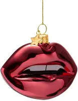 Vondels glazen kerstbal lippen 6cm roze - afbeelding 1