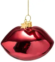 Vondels glazen kerstbal lippen 6cm roze - afbeelding 4