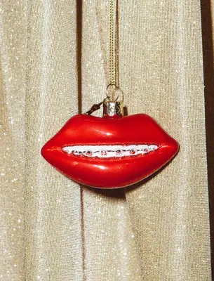 Vondels glazen kerstbal lippen met beugel 5cm rood  - afbeelding 5