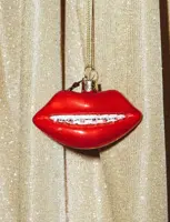 Vondels glazen kerstbal lippen met beugel 9cm rood - afbeelding 5