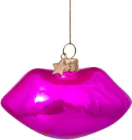 Vondels glazen kerstbal lippen 'woman rule the world' 9.5cm roze - afbeelding 4