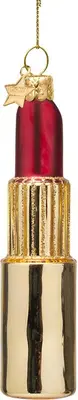 Vondels glazen kerstbal lippenstift 11cm goud, rood - afbeelding 3