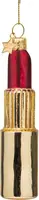 Vondels glazen kerstbal lippenstift 11cm goud, rood - afbeelding 3