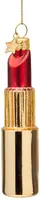 Vondels glazen kerstbal lippenstift 11cm goud, rood - afbeelding 1