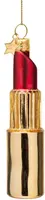 Vondels glazen kerstbal lippenstift 11cm goud, rood - afbeelding 2