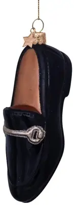 Vondels glazen kerstbal loafer 10cm zwart - afbeelding 3