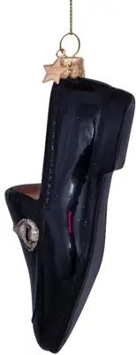 Vondels glazen kerstbal loafer 10cm zwart - afbeelding 4