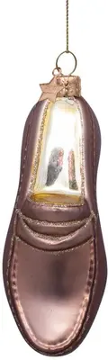 Vondels glazen kerstbal loafer 12cm bruin  - afbeelding 1