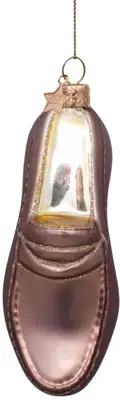 Vondels glazen kerstbal loafer 12cm bruin - afbeelding 1