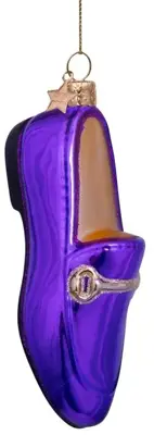 Vondels glazen kerstbal loafer 12cm paars - afbeelding 2