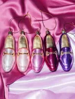 Vondels glazen kerstbal loafer 12cm paars - afbeelding 5