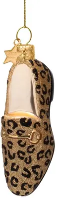 Vondels glazen kerstbal loafer panterprint 12.5cm goud - afbeelding 1