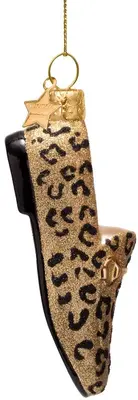 Vondels glazen kerstbal loafer panterprint 12.5cm goud - afbeelding 2