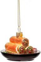Vondels glazen kerstbal loempia's 7cm multi - afbeelding 1