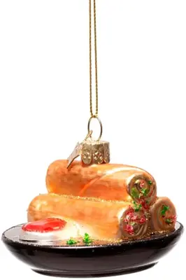 Vondels glazen kerstbal loempia's 7cm multi - afbeelding 2