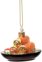 Vondels glazen kerstbal loempia's 7cm multi - afbeelding 3