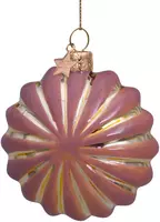 Vondels glazen kerstbal madeliefje 8cm roze  - afbeelding 4
