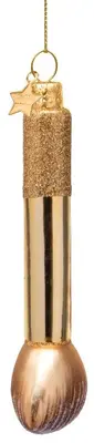 Vondels glazen kerstbal make-up kwast 11.5cm goud - afbeelding 2