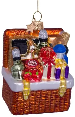 Vondels glazen kerstbal mand met cadeautjes 11cm multi - afbeelding 2
