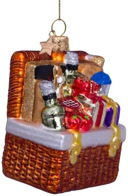 Vondels glazen kerstbal mand met cadeautjes 11cm multi - afbeelding 3
