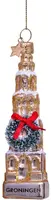 Vondels glazen kerstbal martinitoren groningen 12.5cm goud - afbeelding 1