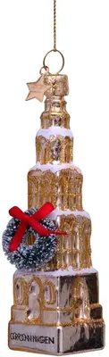 Vondels glazen kerstbal martinitoren groningen 12.5cm goud - afbeelding 2
