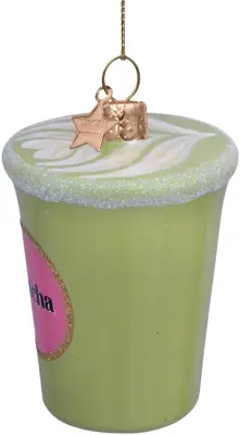 Vondels glazen kerstbal matcha latte thee 8cm groen - afbeelding 5