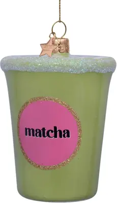 Vondels glazen kerstbal matcha latte thee 8cm groen - afbeelding 2