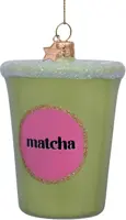 Vondels glazen kerstbal matcha latte thee 8cm groen - afbeelding 2
