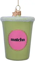 Vondels glazen kerstbal matcha latte thee 8cm groen - afbeelding 1